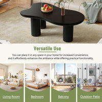 Easy Assembly Cream Cloud Coffee Table With Thick Round Edge Top And 3 Sturdy Legs For Living Room Black