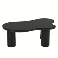 Easy Assembly Cream Cloud Coffee Table With Thick Round Edge Top And 3 Sturdy Legs For Living Room Black