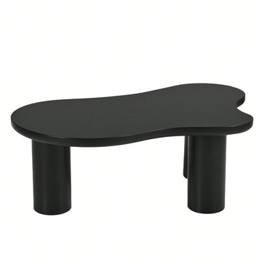 Easy Assembly Cream Cloud Coffee Table With Thick Round Edge Top And 3 Sturdy Legs For Living Room Black