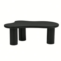 Easy Assembly Cream Cloud Coffee Table With Thick Round Edge Top And 3 Sturdy Legs For Living Room Black