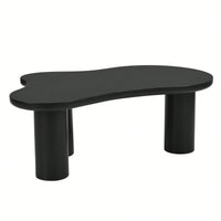 Easy Assembly Cream Cloud Coffee Table With Thick Round Edge Top And 3 Sturdy Legs For Living Room Black