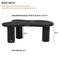 Easy Assembly Cream Cloud Coffee Table With Thick Round Edge Top And 3 Sturdy Legs For Living Room Black