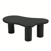 Easy Assembly Cream Cloud Coffee Table With Thick Round Edge Top And 3 Sturdy Legs For Living Room Black