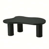 Easy Assembly Cream Cloud Coffee Table With Thick Round Edge Top And 3 Sturdy Legs For Living Room Black