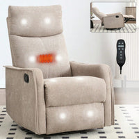 Heat And Massage Fabric Recliner Chair With Rocker And Swivel For Living Room In Orange