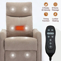 Heat And Massage Fabric Recliner Chair With Rocker And Swivel For Living Room In Orange