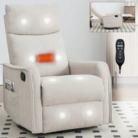 Heat And Massage Fabric Recliner Chair With Rocker And Swivel For Living Room In Orange