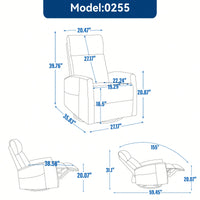 Heat And Massage Fabric Recliner Chair With Rocker And Swivel For Living Room In Orange