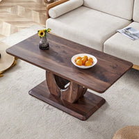 Modern Minimalist Rectangular Coffee Table In Dark Brown Walnut Finish For Cozy Home Decor