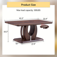 Modern Minimalist Rectangular Coffee Table In Dark Brown Walnut Finish For Cozy Home Decor