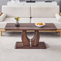 Modern Minimalist Rectangular Coffee Table In Dark Brown Walnut Finish For Cozy Home Decor