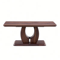 Modern Minimalist Rectangular Coffee Table In Dark Brown Walnut Finish For Cozy Home Decor
