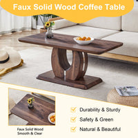 Modern Minimalist Rectangular Coffee Table In Dark Brown Walnut Finish For Cozy Home Decor