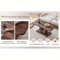 Modern Minimalist Rectangular Coffee Table In Dark Brown Walnut Finish For Cozy Home Decor