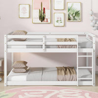 Twin Over Twin Solid Wood Loft Bed With Sturdy Slatted Platform And Ladder In Grey Finish