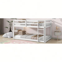 Twin Over Twin Solid Wood Loft Bed With Sturdy Slatted Platform And Ladder In Grey Finish