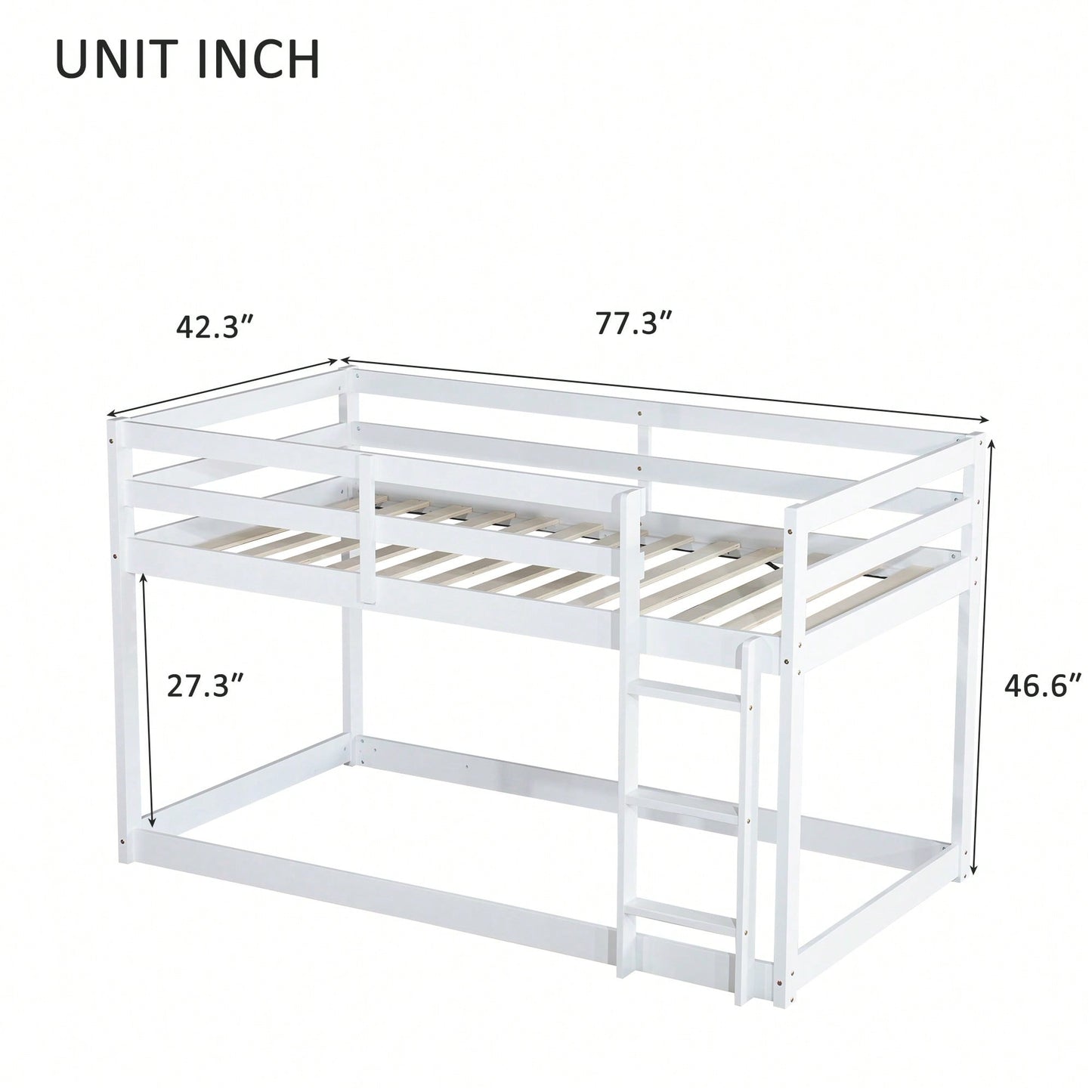 Twin Over Twin Solid Wood Loft Bed With Sturdy Slatted Platform And Ladder In Grey Finish