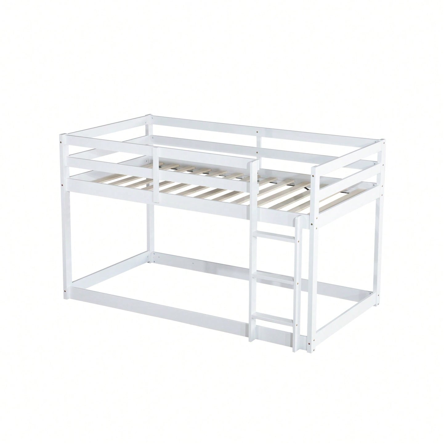 Twin Over Twin Solid Wood Loft Bed With Sturdy Slatted Platform And Ladder In Grey Finish