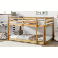 Twin Over Twin Solid Wood Loft Bed With Sturdy Slatted Platform And Ladder In Grey Finish