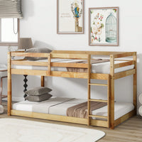 Twin Over Twin Solid Wood Loft Bed With Sturdy Slatted Platform And Ladder In Grey Finish