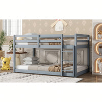 Twin Over Twin Solid Wood Loft Bed With Sturdy Slatted Platform And Ladder In Grey Finish