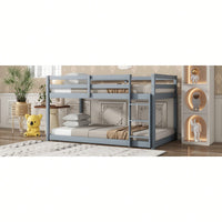 Twin Over Twin Solid Wood Loft Bed With Sturdy Slatted Platform And Ladder In Grey Finish