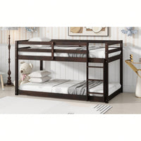 Twin Over Twin Solid Wood Loft Bed With Sturdy Slatted Platform And Ladder In Grey Finish