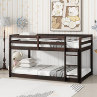 Twin Over Twin Solid Wood Loft Bed With Sturdy Slatted Platform And Ladder In Grey Finish