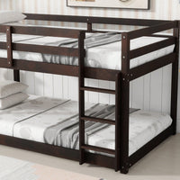 Twin Over Twin Solid Wood Loft Bed With Sturdy Slatted Platform And Ladder In Grey Finish