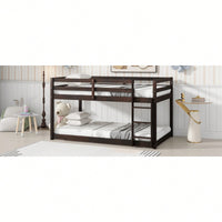 Twin Over Twin Solid Wood Loft Bed With Sturdy Slatted Platform And Ladder In Grey Finish