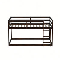 Twin Over Twin Solid Wood Loft Bed With Sturdy Slatted Platform And Ladder In Grey Finish