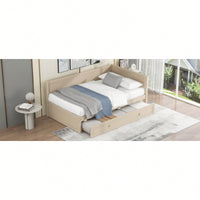 Twin Size Wooden Daybed With Trundle And Safety Guardrail For Space-Saving Comfort Beige