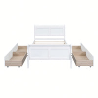 Twin Wood Platform Bed With 4 Storage Drawers And Sleek Headboard And Footboard In White