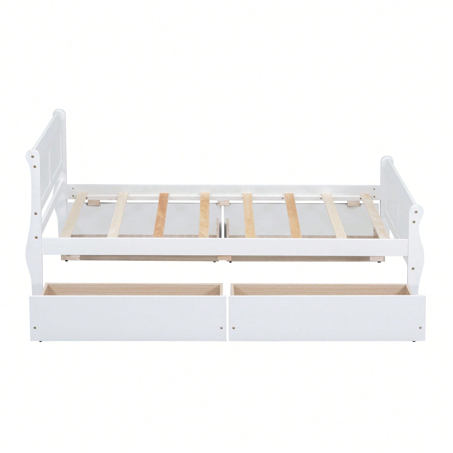 Twin Wood Platform Bed With 4 Storage Drawers And Sleek Headboard And Footboard In White