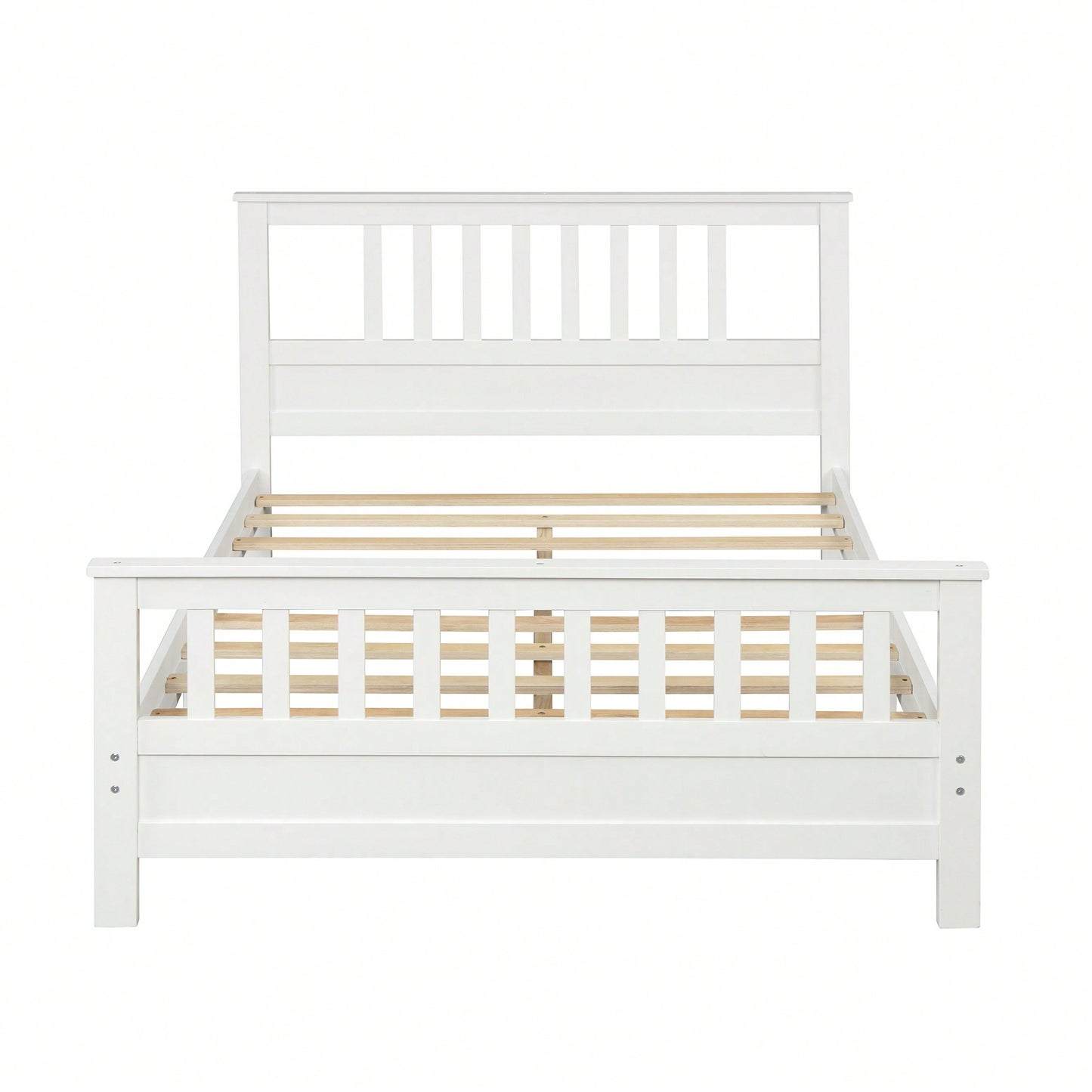 Stylish White Full Size Wood Platform Bed With Headboard And Footboard For Modern Bedrooms