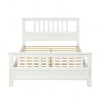 Stylish White Full Size Wood Platform Bed With Headboard And Footboard For Modern Bedrooms