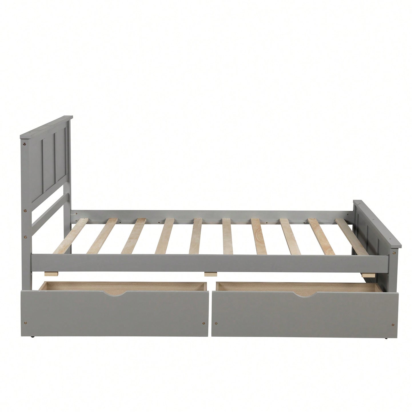 Twin Size Gray Platform Storage Bed With 2 Rolling Drawers