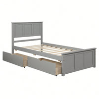 Twin Size Gray Platform Storage Bed With 2 Rolling Drawers