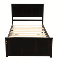 Twin Size Gray Platform Storage Bed With 2 Rolling Drawers