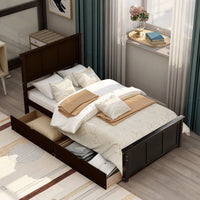 Twin Size Gray Platform Storage Bed With 2 Rolling Drawers