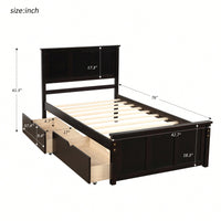 Twin Size Gray Platform Storage Bed With 2 Rolling Drawers