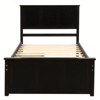 Twin Size Gray Platform Storage Bed With 2 Rolling Drawers