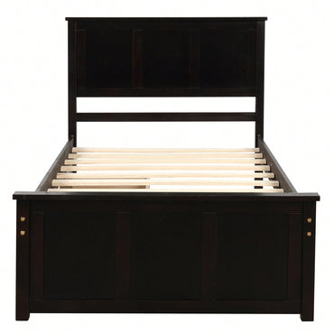 Twin Size Gray Platform Storage Bed With 2 Rolling Drawers