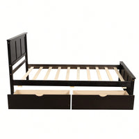 Twin Size Gray Platform Storage Bed With 2 Rolling Drawers