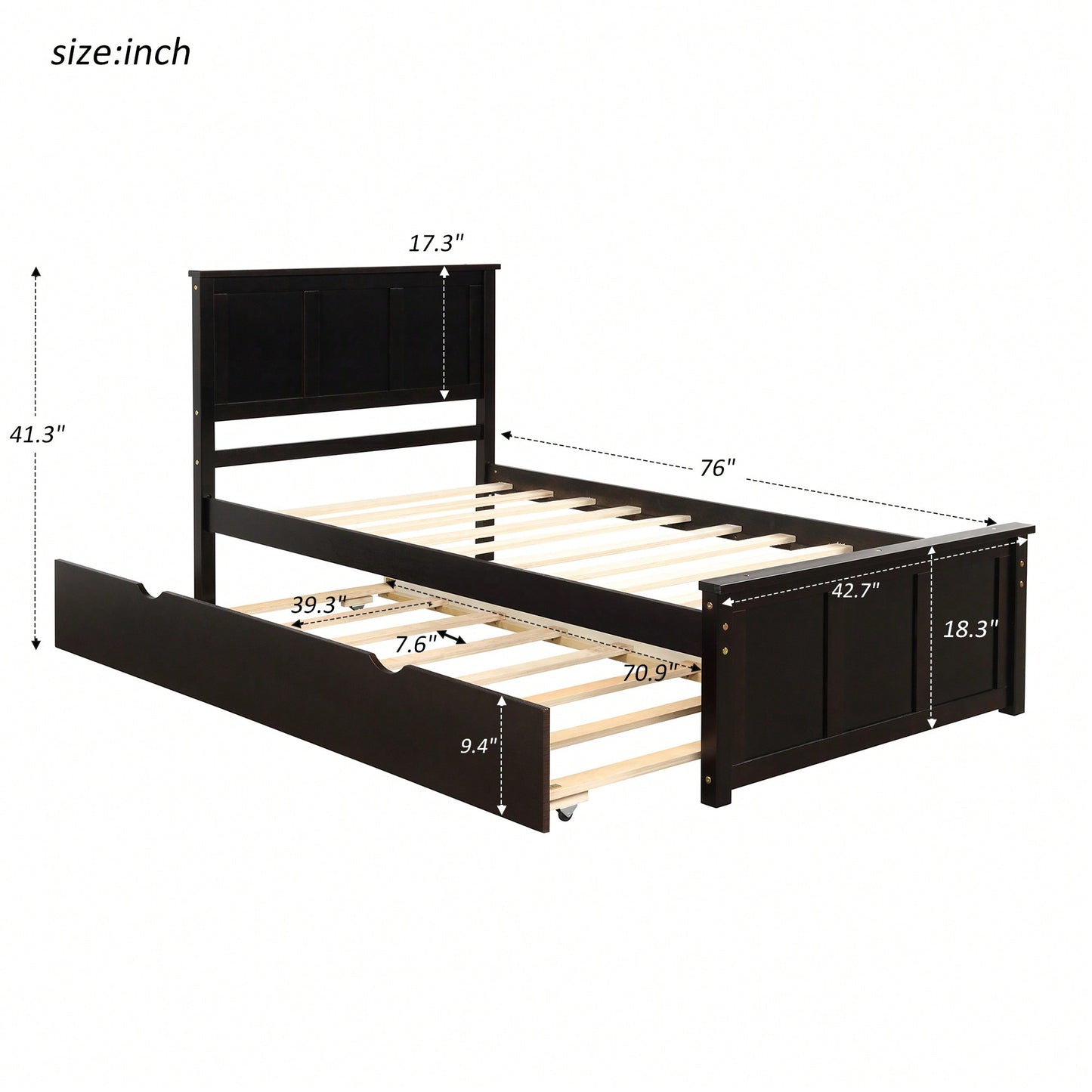 Twin Size Platform Bed With Trundle For Space-Saving Sleep Solutions Grey