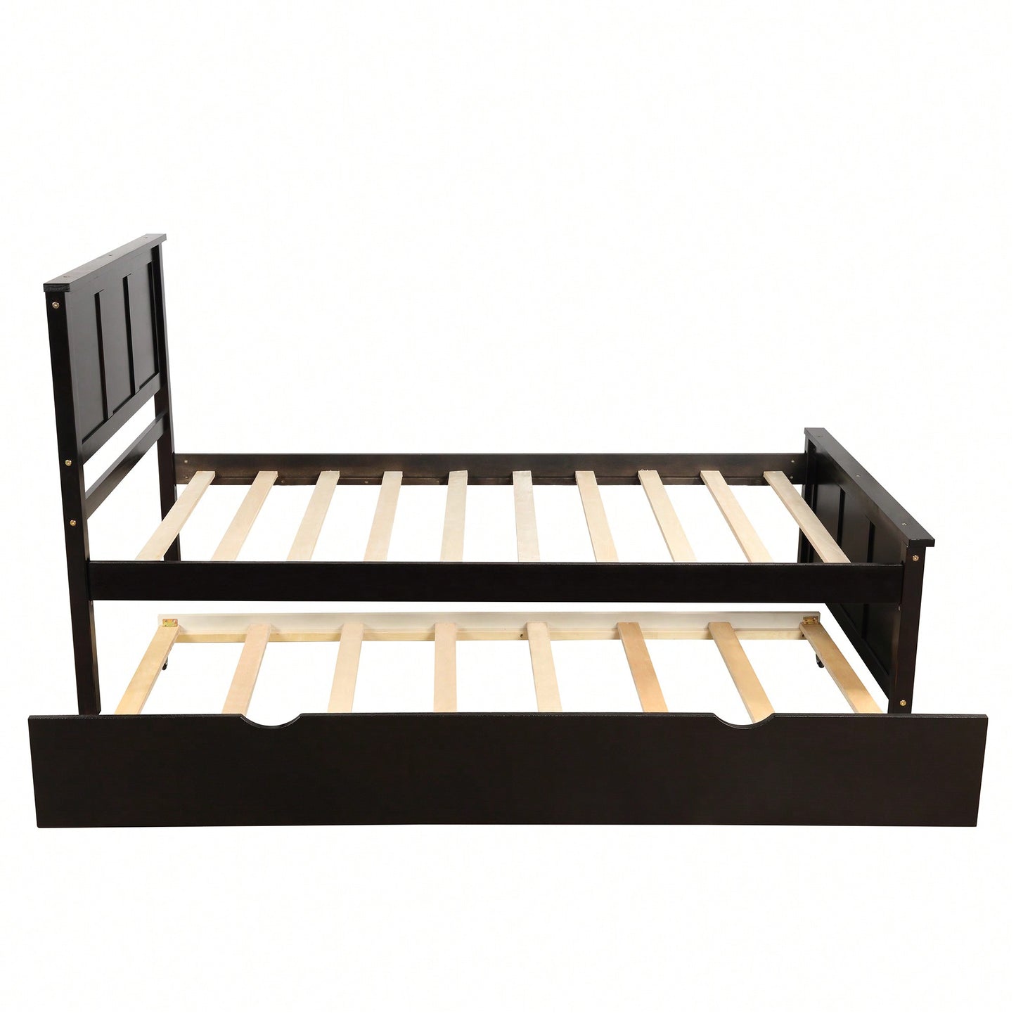 Twin Size Platform Bed With Trundle For Space-Saving Sleep Solutions Grey