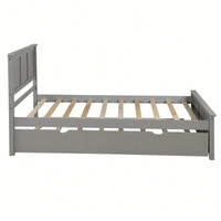 Twin Size Platform Bed With Trundle For Space-Saving Sleep Solutions Grey