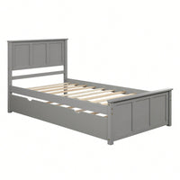 Twin Size Platform Bed With Trundle For Space-Saving Sleep Solutions Grey