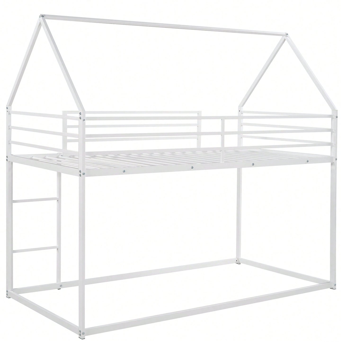 Twin Over Twin House Bunk Bed With Integrated Ladder In Black Finish