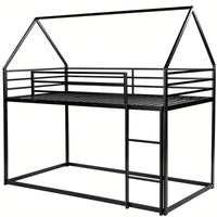 Twin Over Twin House Bunk Bed With Integrated Ladder In Black Finish